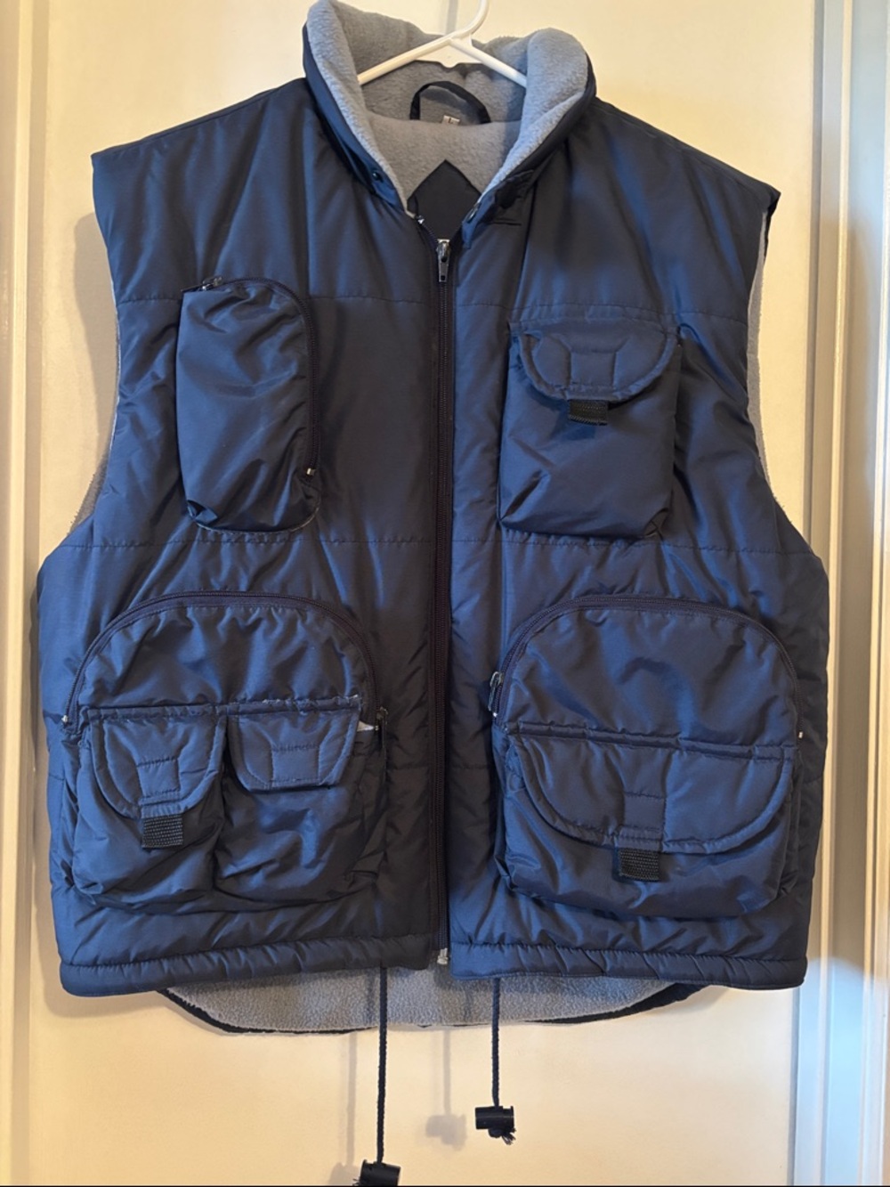 Navy Utility Puffer Vest with Multiple Pockets - Picture 1 of 5